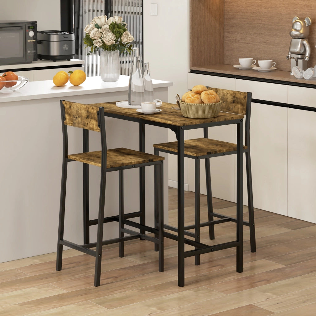 Set Bar ¨C Minimal ¨C 3 Pezzi, MDF, Metallo, Marrone