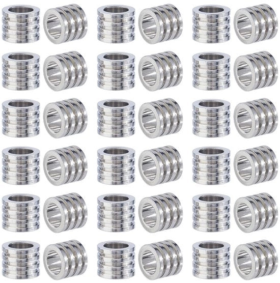 Zuilkralen 30 Stuks - Acciaio Inossidabile - Fori Grandi 6,5 mm - Zuilkralen a Scaglie - Creazione Gioielli - Contenitore per Zuilkralen 7,4 x 7,2 x 1,7 cm