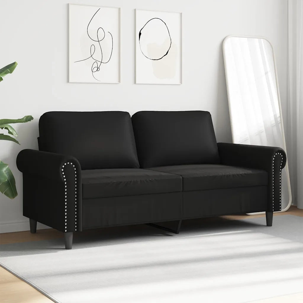 Divano a 2 Posti-Sofa 2 Posti Nero 140 cm in Similpelle 724468