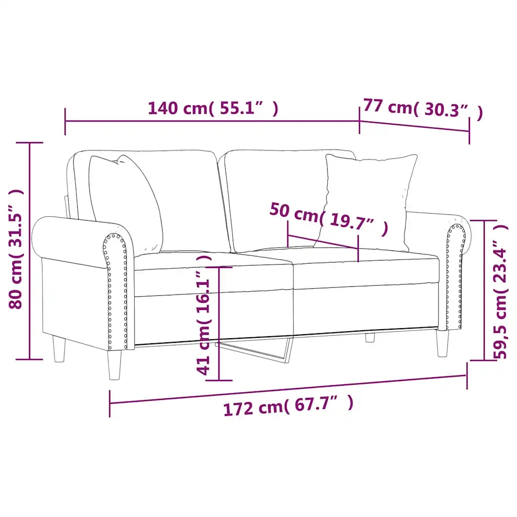 Divano a 2 Posti con Cuscini-Sofa 2 Posti con Cuscini Rosso Vino 140 cm in Velluto 321435