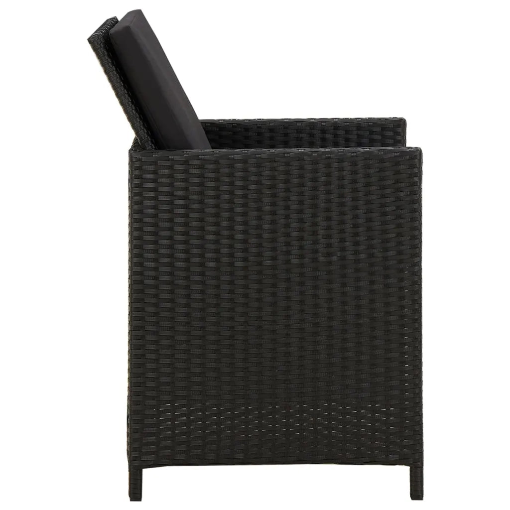 Set da Pranzo da Giardino 3 pz con Cuscini Nero 3094302