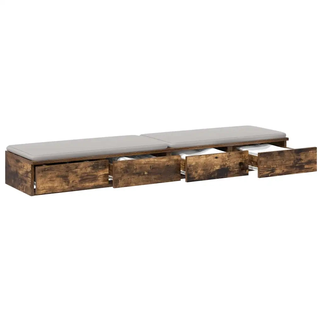 Cassetti per letto | Comodino | Armadio da Notte | Mobiletto da notte Rovere fum¨¦ 150 x 36,5 x 16,5 cm