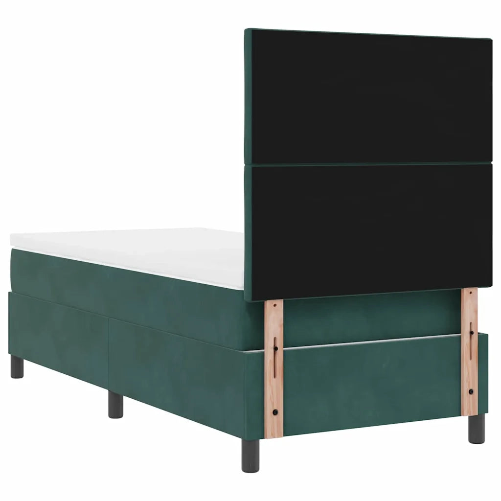 Letto a molle con materasso Verde Scuro 90 x 200 cm Velluto 3339875
