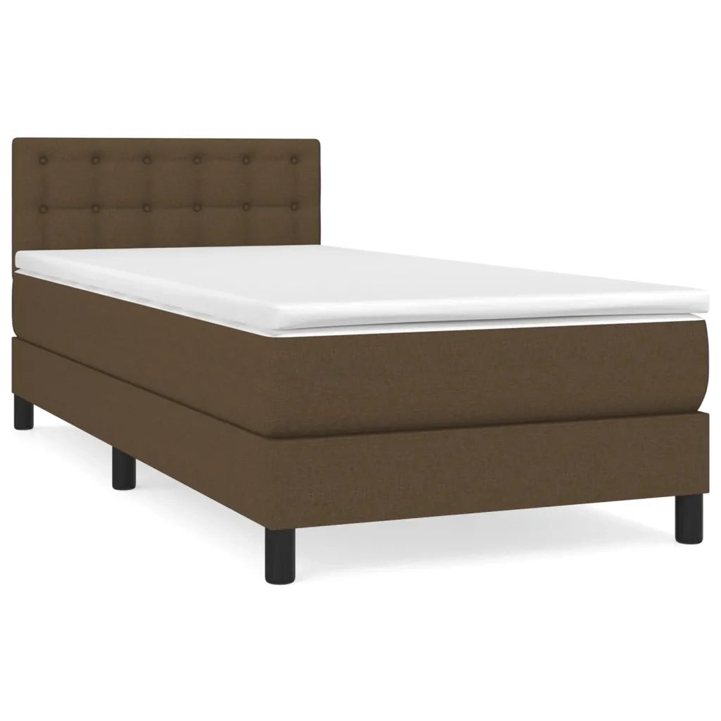 Giroletto a Molle con Materasso-Struttura Letto Marrone Scuro 100x200cm Tessuto 347533