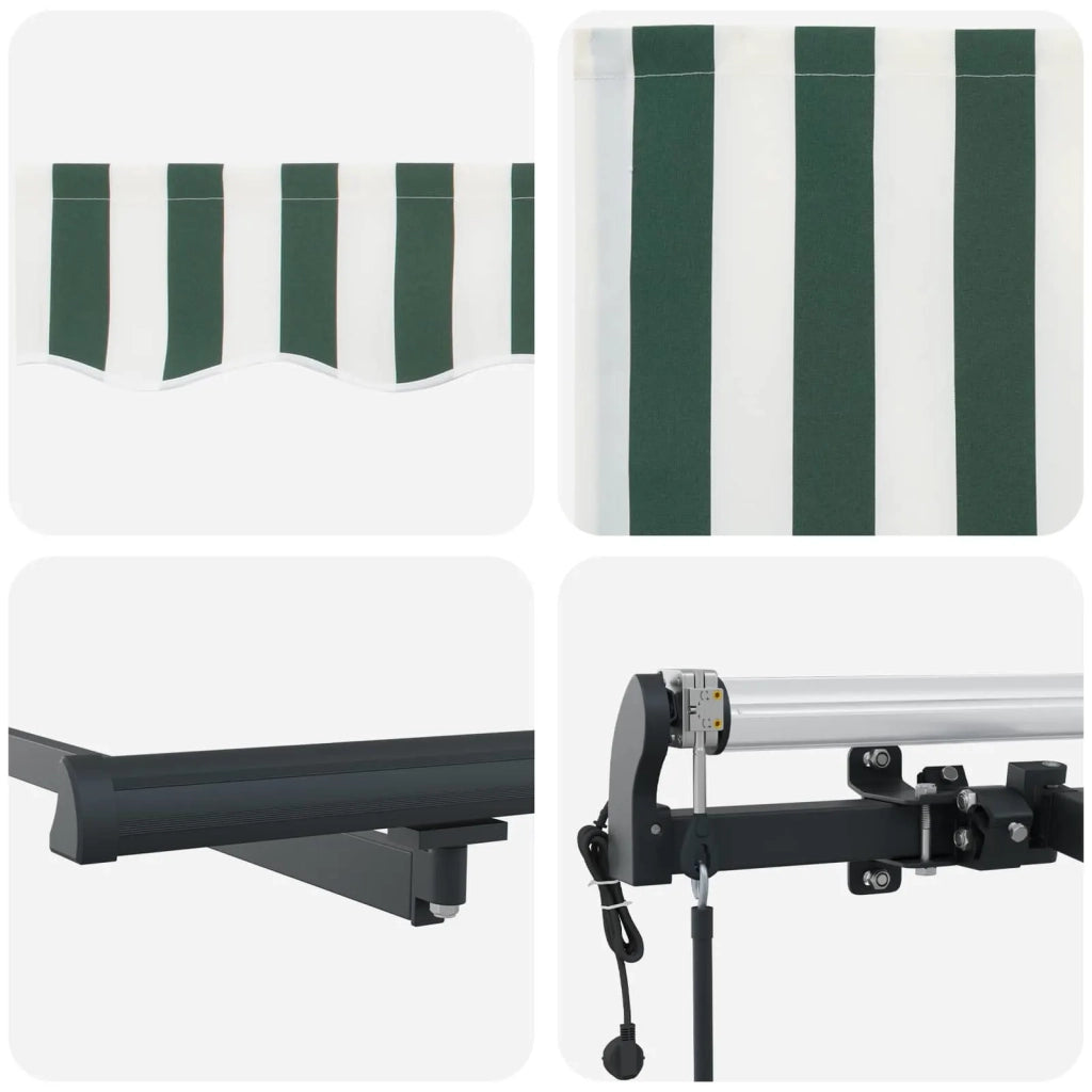 Tenda Retrattile Verde e Bianco 450 × 300 cm 3331073