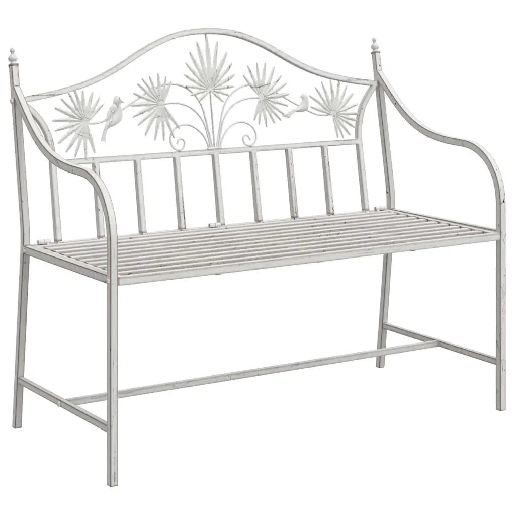 Panchina da Giardino | Panca da Giardino Bianco Antico 104 x 52,5 x 89 cm Acciaio