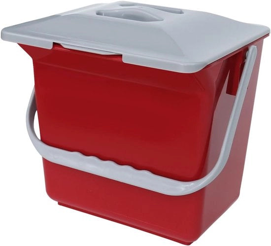 Contenitore di compostazione per cucina - 6L - Rosso - Riciclaggio dei rifiuti alimentari sostenibile - Amichevole con l'ambiente - Formato compatto