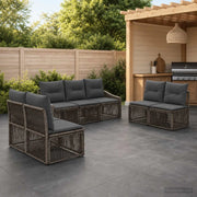 Set Divano da Giardino 7 pz Grigio polyrattan 3435974
