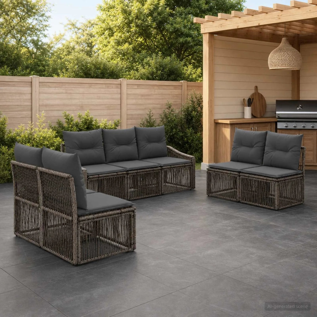 Set Divano da Giardino 7 pz Grigio polyrattan 3435974