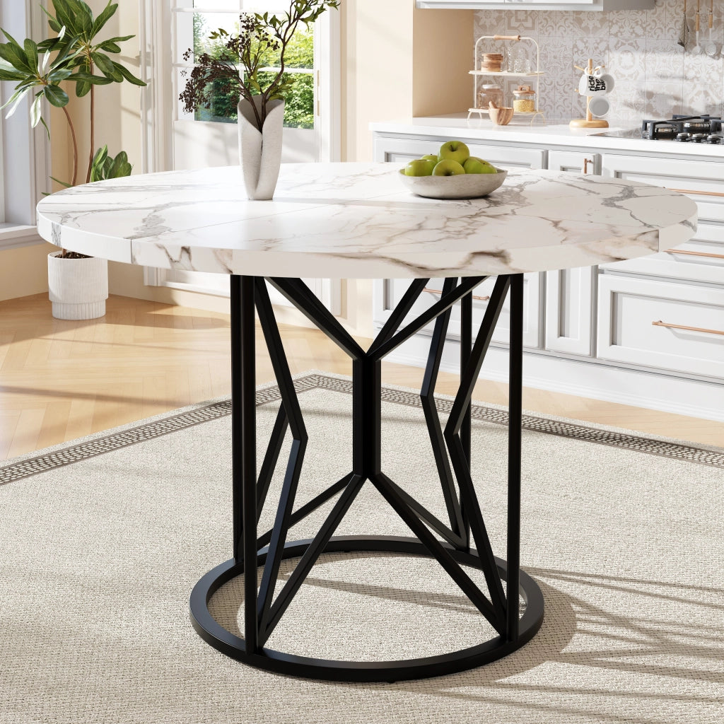 Tavolo da pranzo rotondo (100¡Á100¡Á76 cm), tavolo da cucina, tavolino rotondo per 4-6 persone, adatto per sala da pranzo, soggiorno, gambe del tavolo i