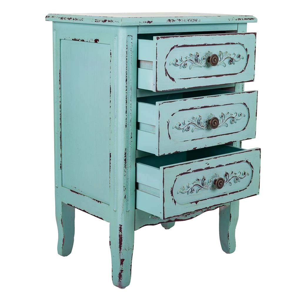 Comodino in legno blu 46x32,5x67