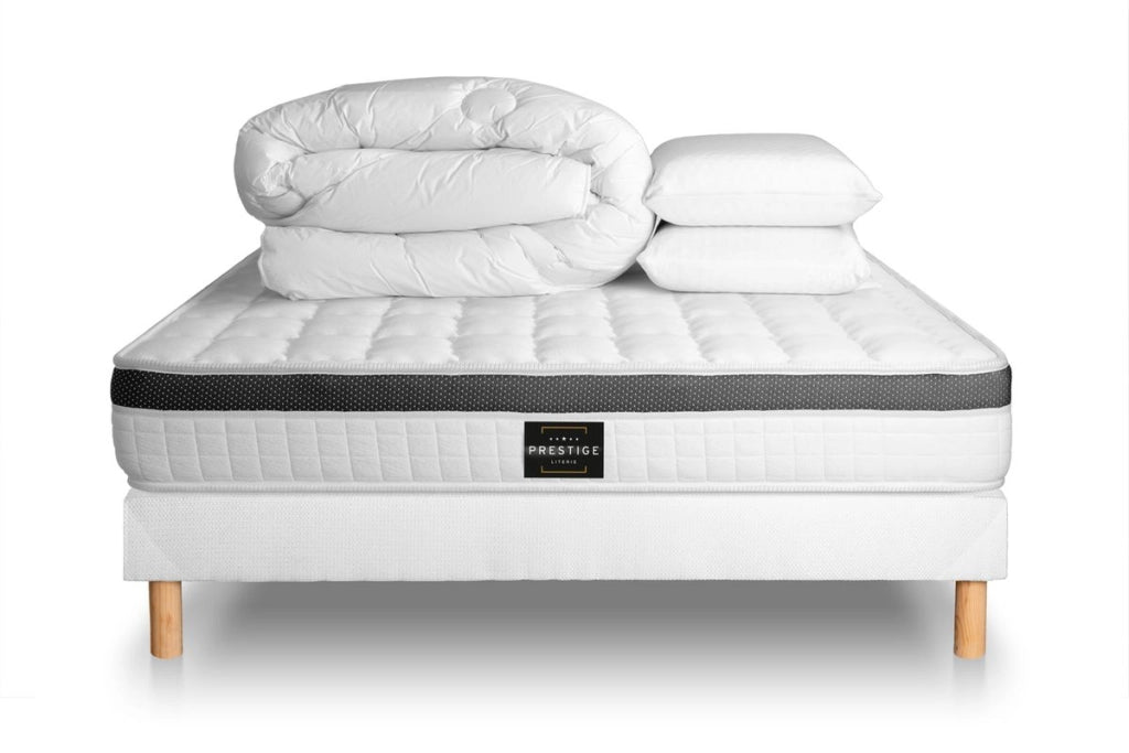 Pacchetto letto completo - Materasso 140x200cm + Box spring con doghe (kit) + 2 cuscini + Piumino - Superior