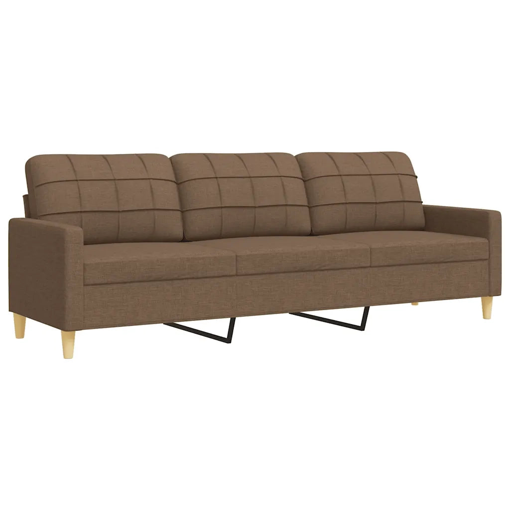 Set Divani 4 pz con Poggiapiedi e Cuscini Marrone Tessuto