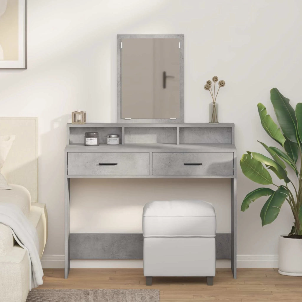 Toeletta | Tavolo da Trucco con cassetto Grigio cemento 100 x 41 x 140 cm