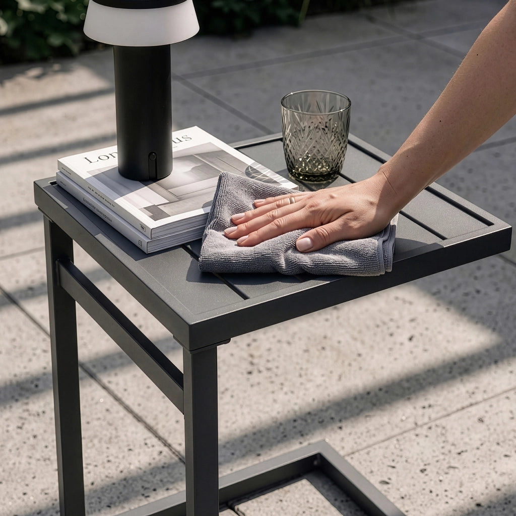Tavolino da Giardino Gaby a Forma di C in Acciaio 58 x 40 x 30 cm - Grigio Antracite casa.pro