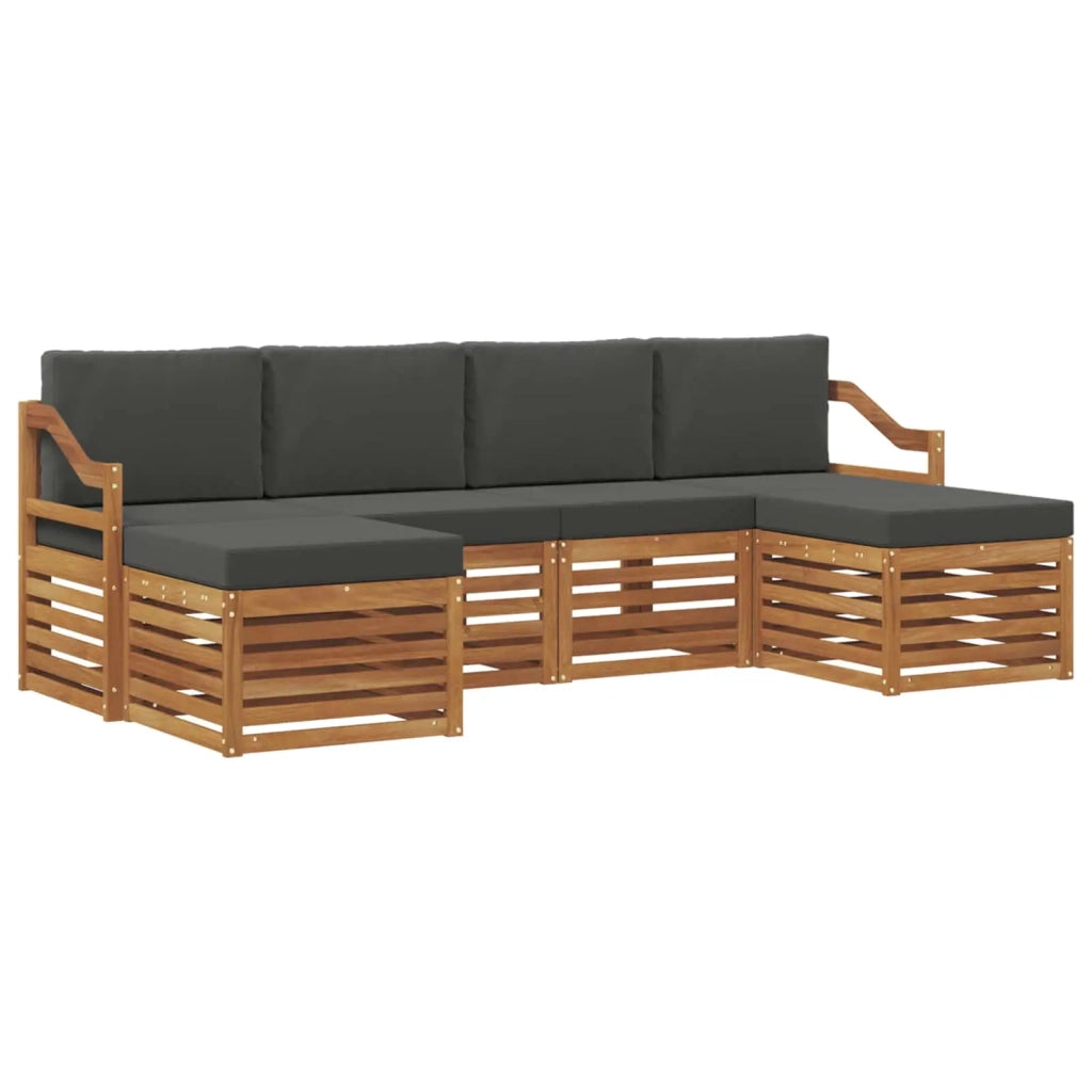 Set divani 6 pcs Naturale e Antracite Legno di Acacia Massello 3375267