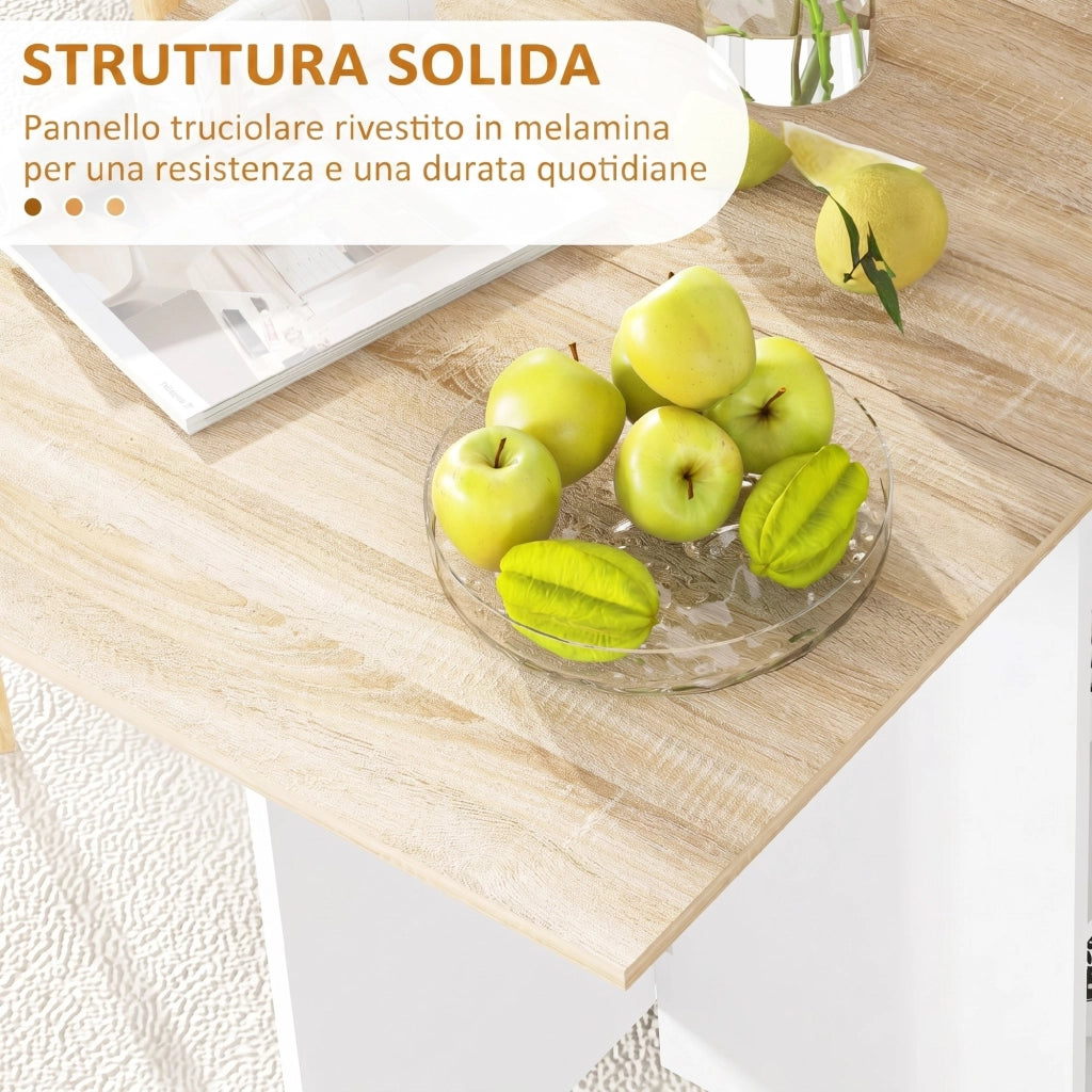 Tavolo da Pranzo Pieghevole Salvaspazio ¨C Xylo ¨C Rovere con Cassetto e Ripiani Allungabile