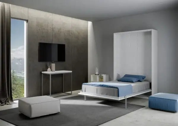 Letto una piazza e mezzo a scomparsa 120 Kentaro bianco frassino