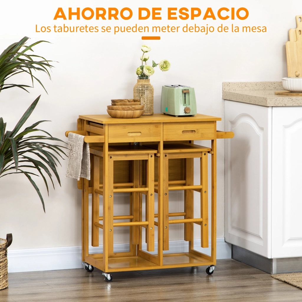 Tavolo da bar pieghevole con sgabelli ¨C zephmum ¨C marrone 82,5x75,5x83,5 cm