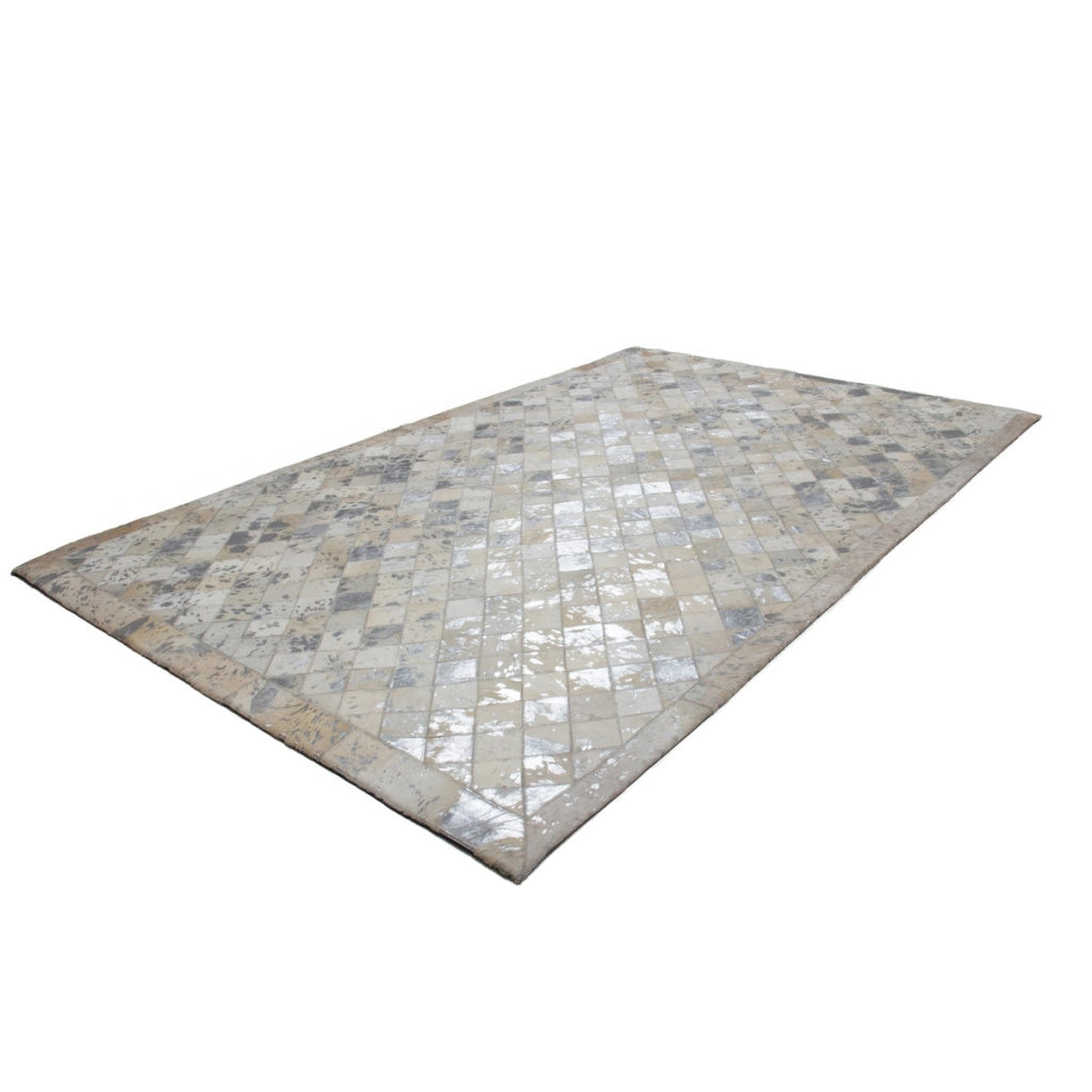 Tappeto Eclipse 200 in Vera Pelle Grigio e Argento