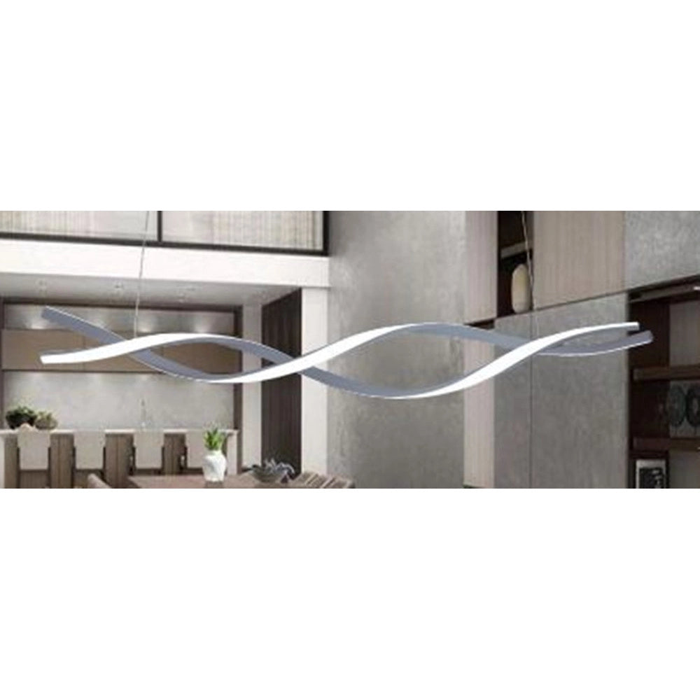 Trade Shop - Lampadario Sospensione Luce 3000k-6500k Led 48w Argento Spirale Vortice Orizzontale 01127 -