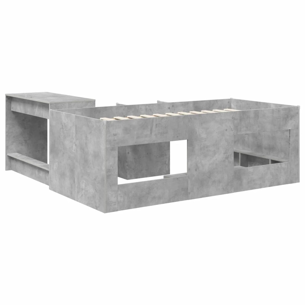 Letto alto per bambini con scrivania 2 pz Grigio Cemento 3423457