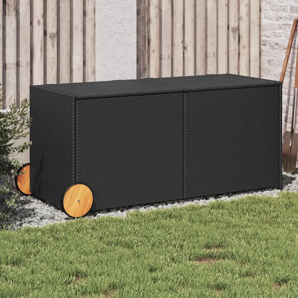 Contenitore da Giardino con Ruote Nero 283L in Polyrattan CFW4229924