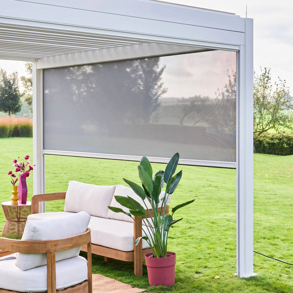 tenda laterale avvolgibile alluminio e textilene per pergola, 4m ,