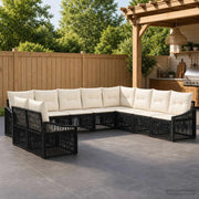 Set Divano da Giardino 10 pz Nero polyrattan 3436051