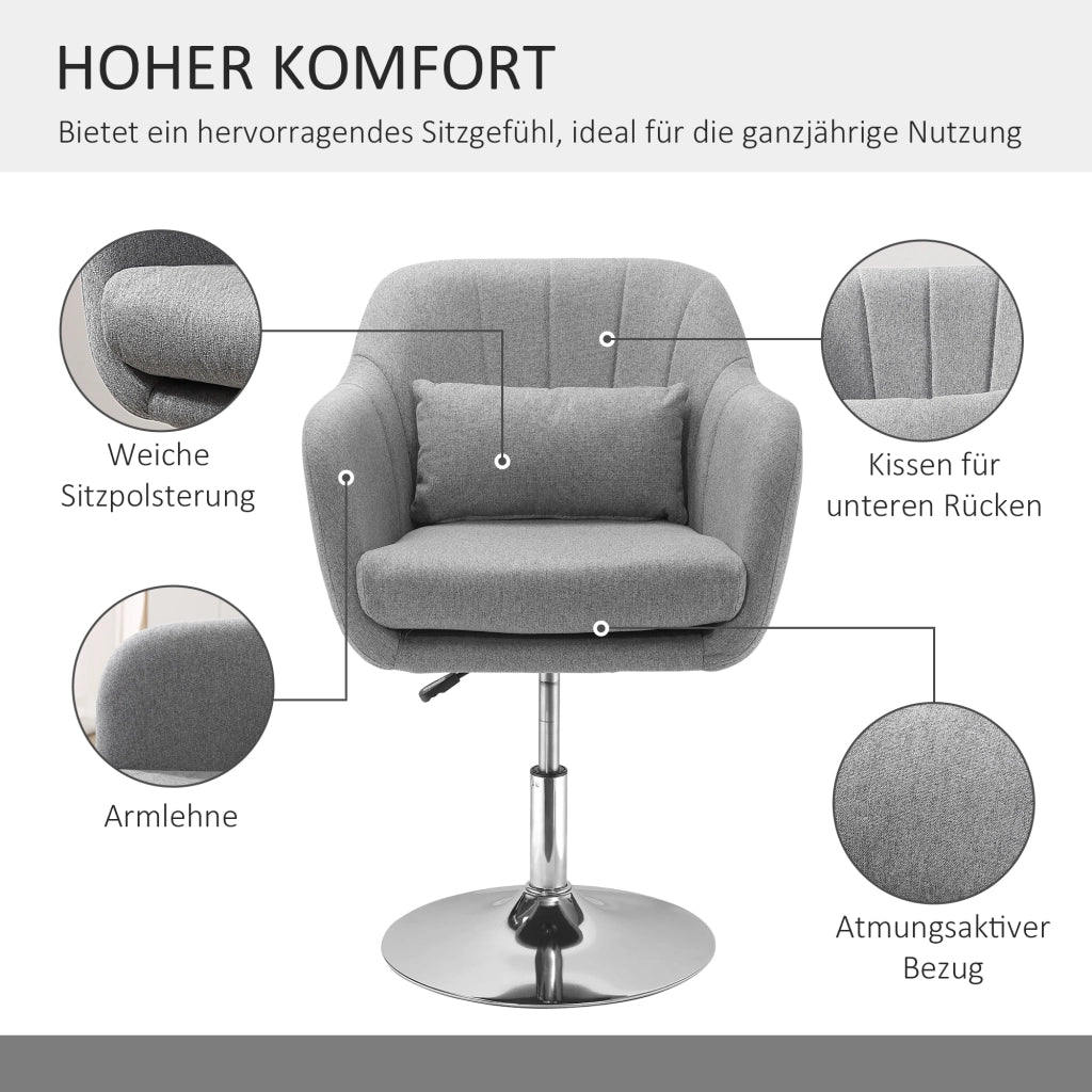 Sedia da ufficio girevole, regolabile in altezza ¨C zephmum ¨C tessuto grigio, metallo, 60x60x79-91 cm