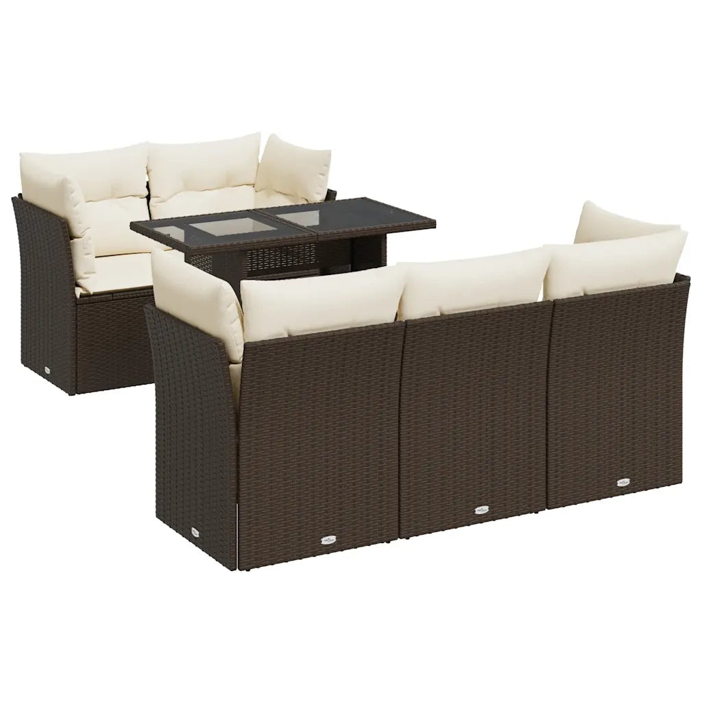 Set Divano da Giardino 6 pz con Cuscini Marrone in Polyrattan 3326104