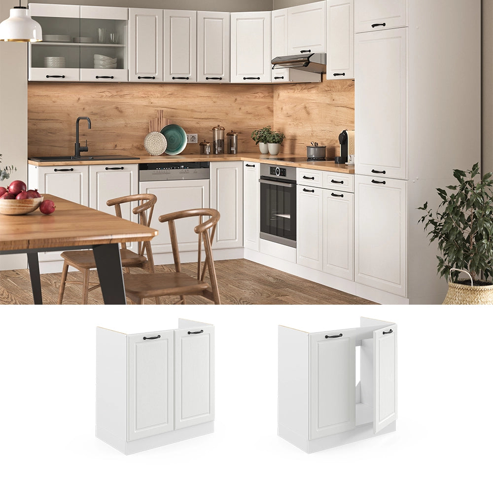 Vicco Mobile lavello cucina Bianco casa di campagna 80 cm , PL Marmo