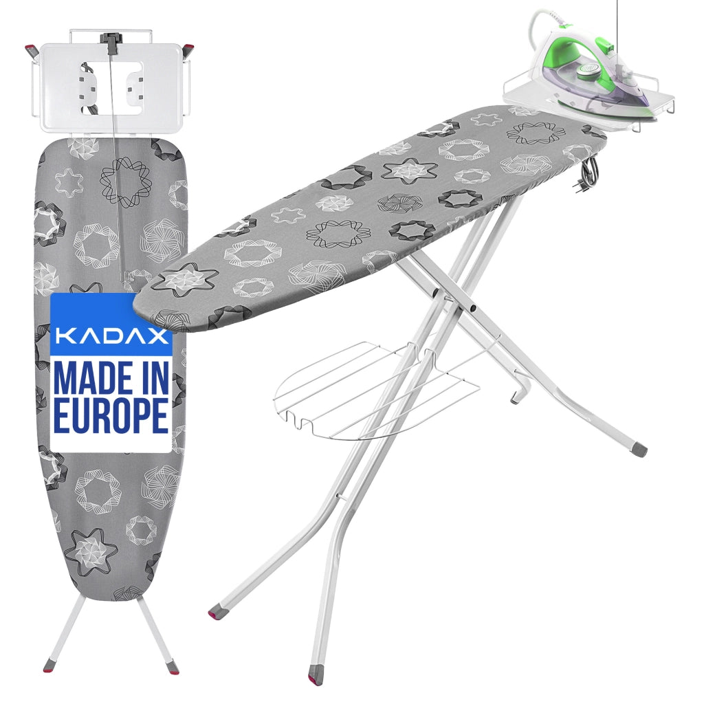 Asse da stiro KADAX 120x38 cm, pieghevole, da tavolo, con maniglia e attacco
