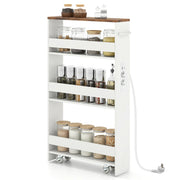 Carrello portaoggetti sottile 47,5 x 13 x 80,5 cm con comoda stazione di ricarica design contemporaneo legno color caffè 20_0018250
