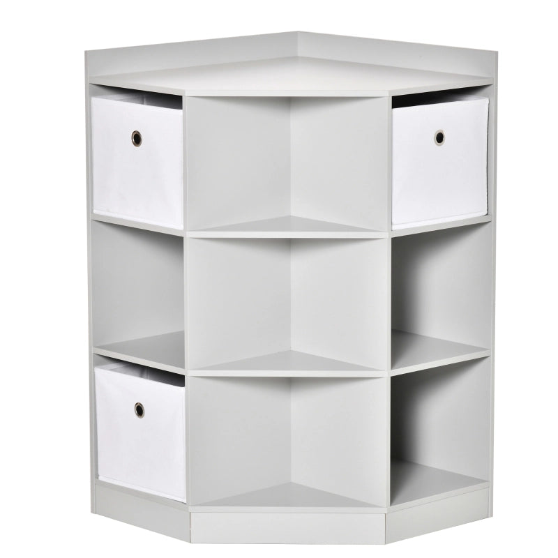 Scaffale angolare per bambini con 3 contenitori, per riporre i giocattoli di bambini dai 3 ai 12 anni, grigio, 57,4 x 57,4 x 94 cm