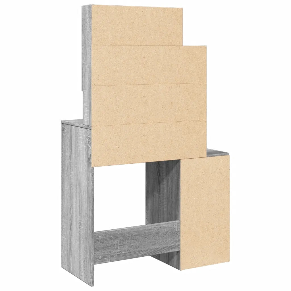 Toeletta | Tavolo da Trucco con Armadietto Grigio Sonoma 80x35x132 cm