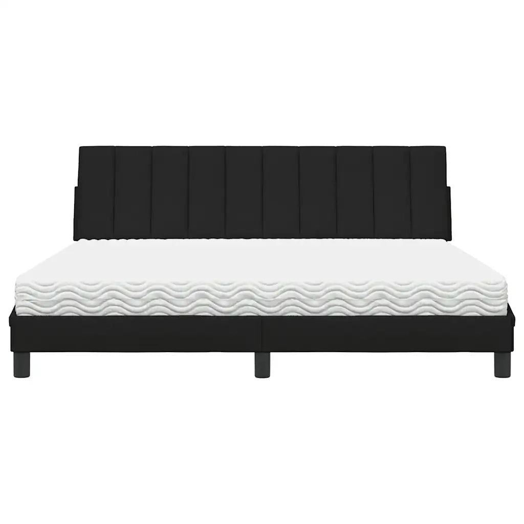 Letto con Materasso Hanko Nero 180x200 cm in Tessuto