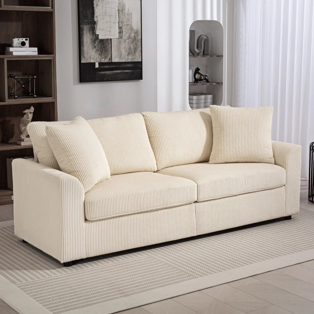 Divano 3 posti in velluto con 2 cuscini ¨C Xylo ¨C 212 cm crema