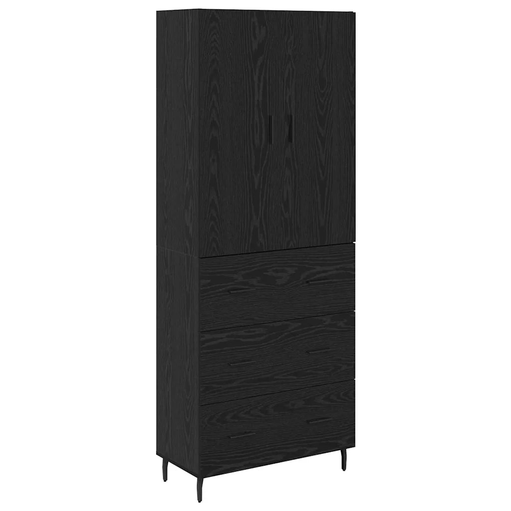 Credenza con Cassetto-Buffet-Armadio da cucina Rovere nero 69,5 x 34 x 180 cm 639587