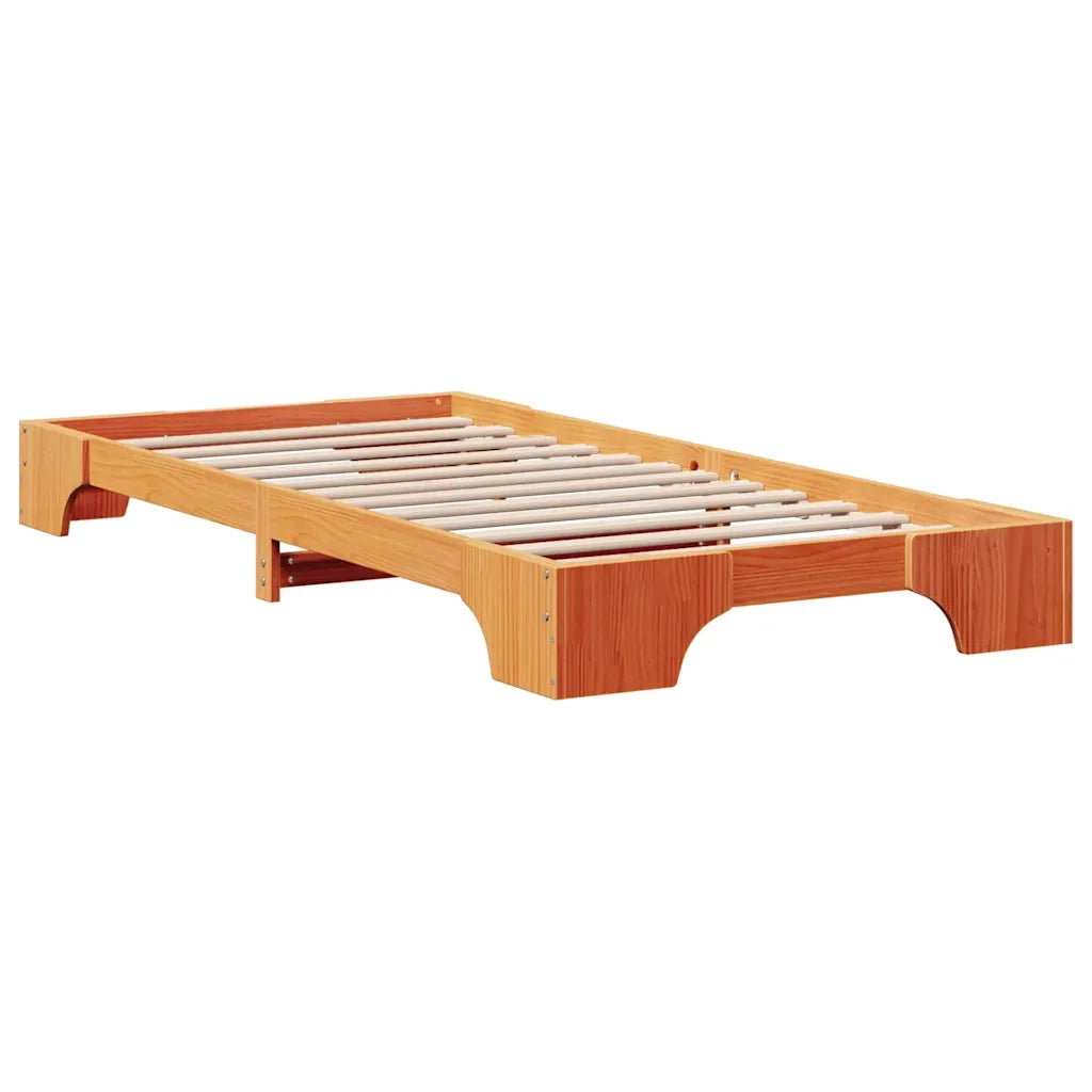 Letto singolo | Letto per adulti | Struttura del letto Marrone cerato 90 x 200 cm Pino massello