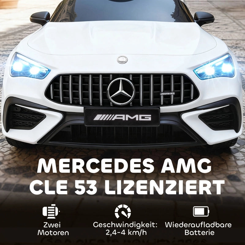 Macchina elettrica per bambini, design Mercedes, motore 12V, telecomando, luci a LED, musica, per bambini dai 3 ai 6 anni, bianca