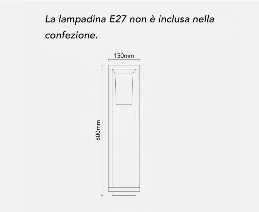 Lampada da Giardino attacco lampadine E27 IP65 H60cm Paletto Luminoso Bianco Moderno Lampioncino da Esterno per Vialetti Giardini