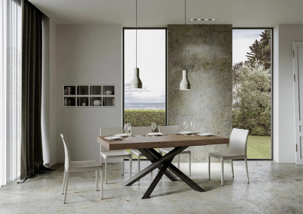 Tavolo allungabile 90x160/420 cm Volta Premium noce telaio Antracite