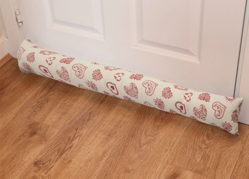 Paraspiffero Decorativo Salsicciotto Porta Finestra Sfoderabile Cuore Rosso 110cm