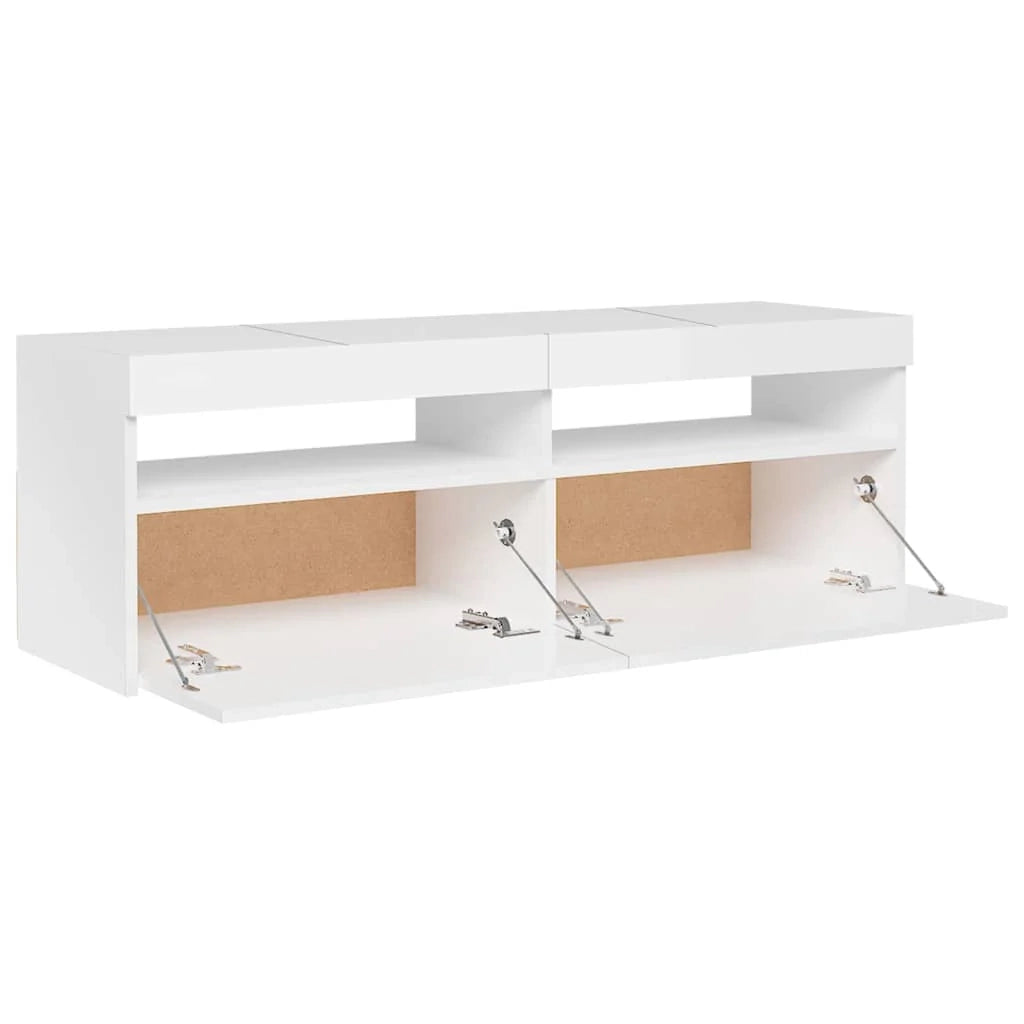 Mobile TV multimediale mensola TV credenza mobile TV per sala da pranzo soggiorno camera da letto con luci LED finitura lucida 120 x 35 x 40 cm bianco 02_0026636