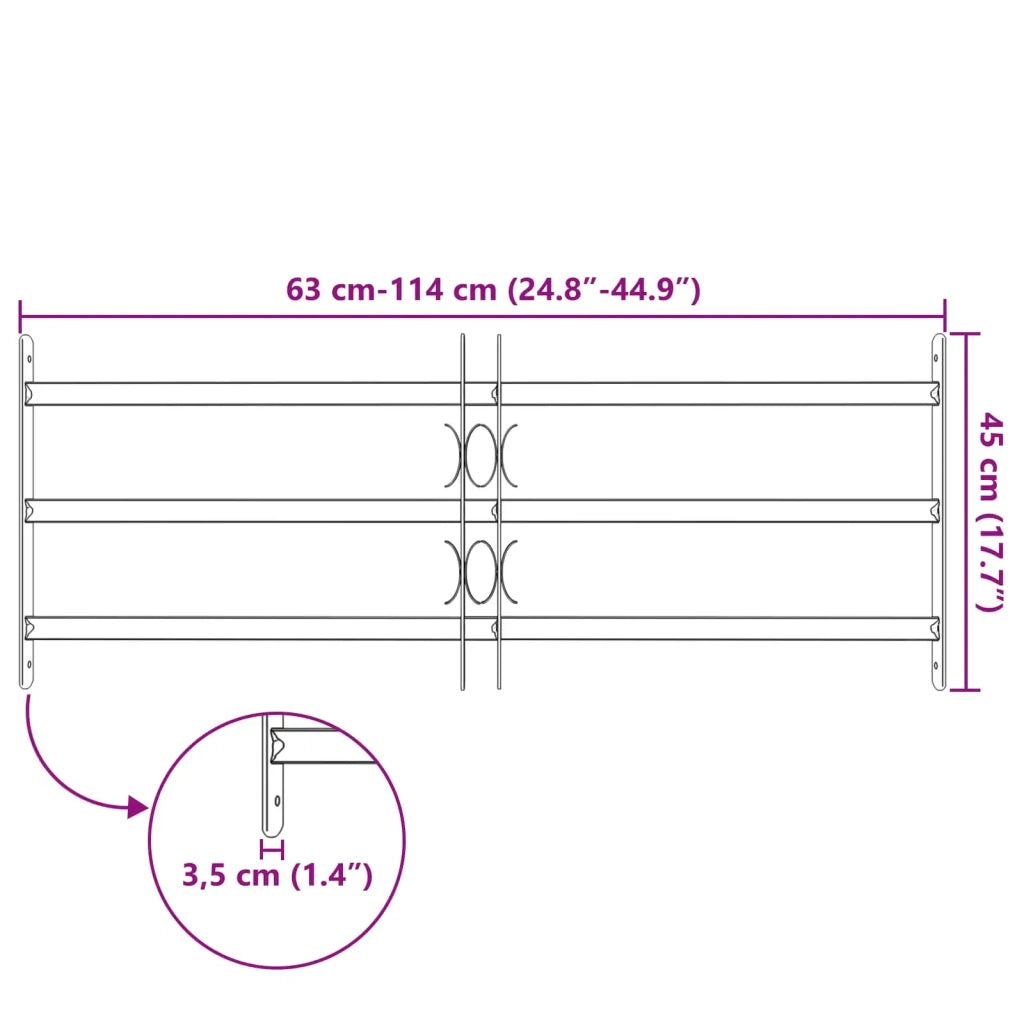 Griglia di Sicurezza per Finestra con 3 Traversine 63-114 cm 42031295