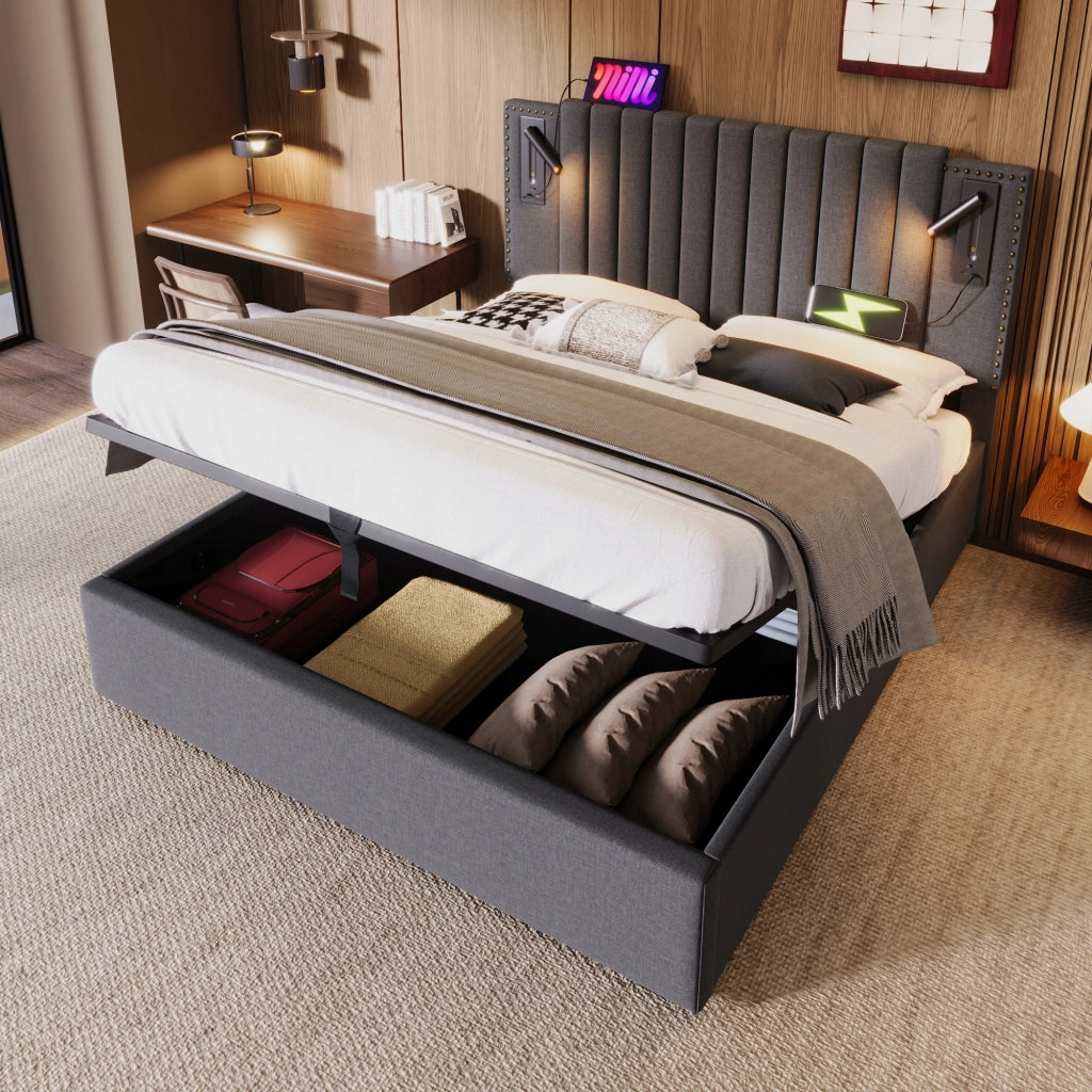 Letto singolo 140x200 grigio con rete e materasso - Xylo