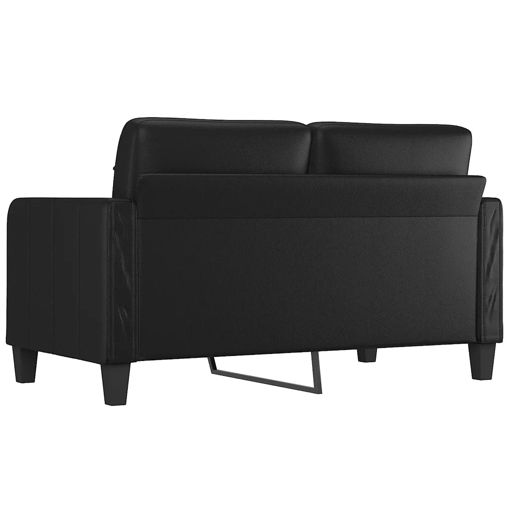 Divano a 2 Posti-Sofa 2 Posti Nero 140 cm in Similpelle 509015
