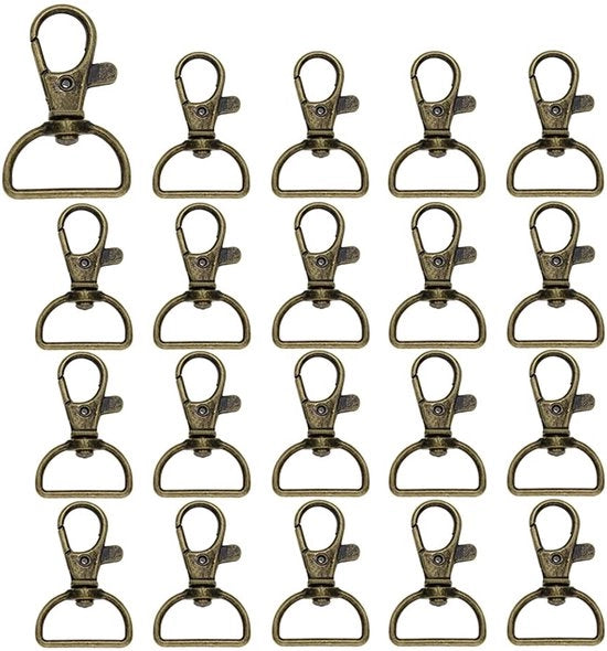 Carabiner per chiavi, 20 pezzi, viti, lanyards, metallo, grappe in bronzo e D-ring