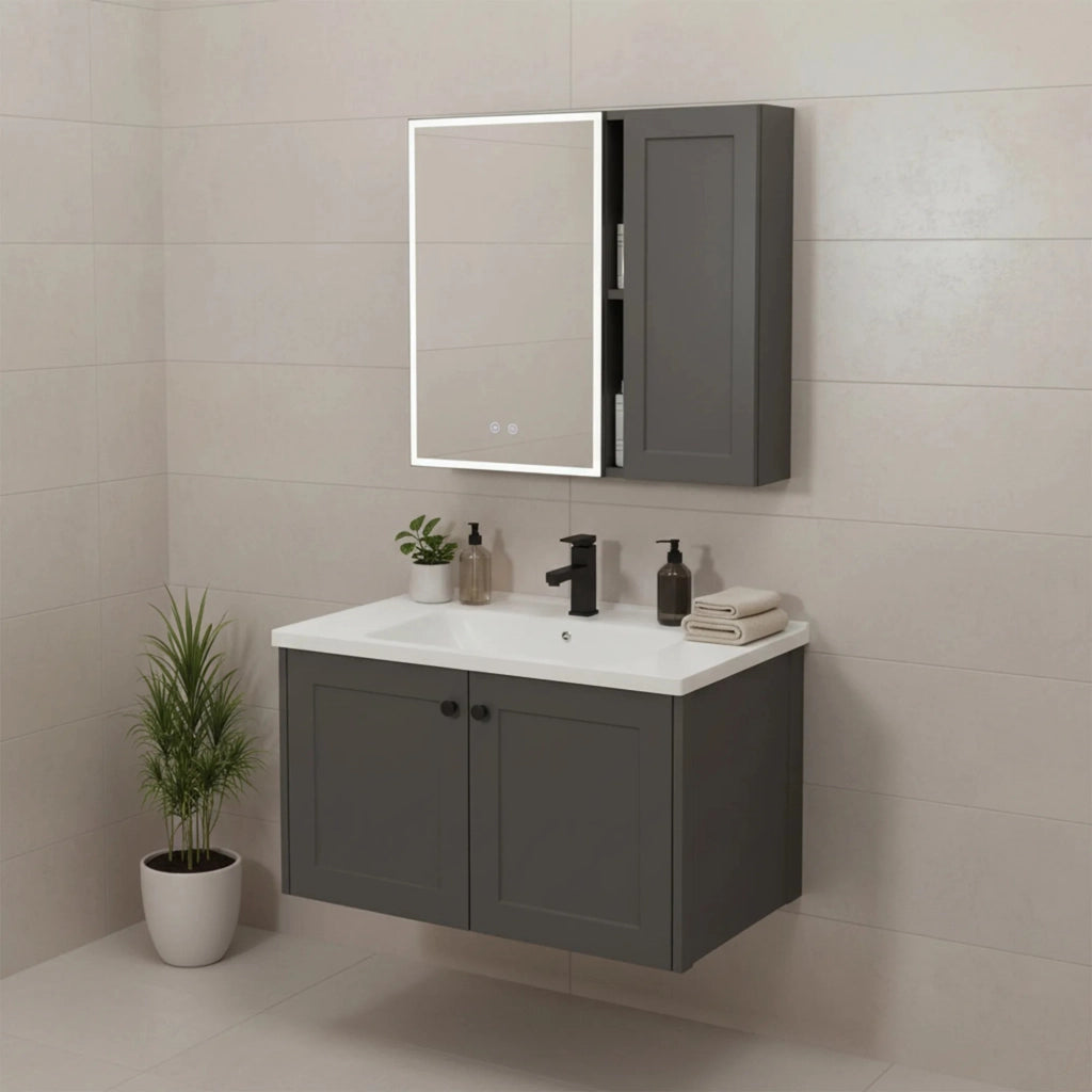 Set Di Mobili Da Bagno Con Lavabo Monti 60cm Grey